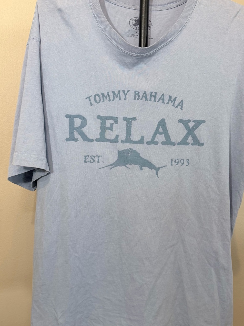Tommy Bahama Men's XL Blue Graphic Logo Crew Neck Short Sleeve Cotton Tee